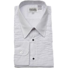 Broadway Tuxmakers Men's Tuxedo Shirt Poly/Cotton Laydown Collar 1/8 Inch Pleat (Large 36/37) White in Kuwait