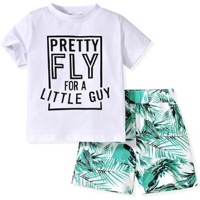 fioukiay Toddler Boy Summer Clothes Outfits Little Kids Short Sleeve Funny Letter Print T-Shirt Camo Shorts Clothing Set in Saudi Arabia