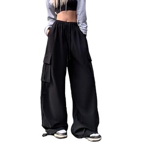 Women's Pants Y2k Cargo Gothic Baggy High Waisted Trousers Harajuku Streetwear Parachute Pants for Men