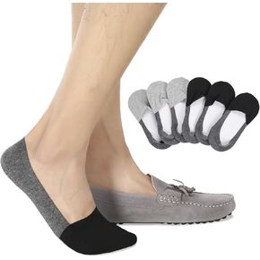 Joulli Mens No Show Socks Non-Slip Grips Casual Low Cut Boat Sock 6 Pack