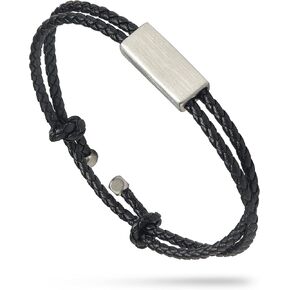 Forge & Foundry Men's Adjustable Black Braided Leather Bracelet | Drapers | Matte Black Stainless Steel Slider | Refined Hand-Crafted Jewelry, Designed by Jewelers, Forged for Men in Kuwait