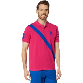 U.S. Polo Assn. Diagonal Sash Pique Polo Pink Peacock MD