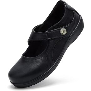 UZB Mary Jane Shoes Women Orthopedic Flats Comfortable Non Slip Work Shoes with Memory Foam