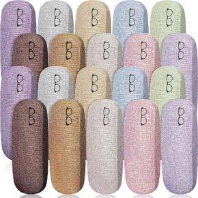 Kanayu 20 Pcs Hard Shell Glasses Case Linen Fabrics Protective Eyeglasses Case Large Eye Glasses Cases for Men Women Unisex Portable Sunglasses Holder Supplies, 6.4 x 2.4 x 1.5 Inch