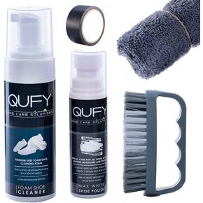 QUFY Foam Shoe Cleaner Sneakers Kit White Shoe Polish Microfiber Shoe Cloth Shoe Brush and Tape 5 in 1 in Kuwait