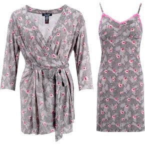2 Piece Robe and Chemise Travel Sleep Set