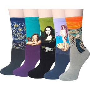 Chalier Womens Fun Socks Famous Painting Patterned Art Socks & Printed Cool Novelty Funny Socks for Women