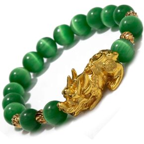 ZenBless Feng Shui Bracelet for Women Natural Tiger Eye Bracelet 18k Gold Plated Pixiu Bracelet Yoga Mala Beads Good Luck Friendship Bracelets for Women