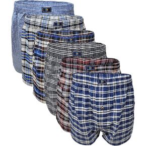 Different Touch Men's True Big and Tall USA Classic Design Plaid Woven Boxer Shorts Underwear (6 Pack)