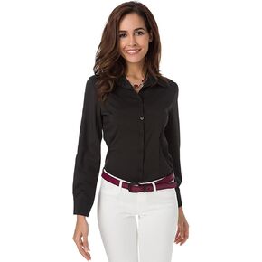 Atnlewhi Womens Long Sleeve Button Down Shirts Simple Work Blouse Stretch Formal Casual Dress Shirt in Kuwait