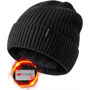 Beanie Hats for Men 30% Merino Wool Knit Hat, Winter Hats for Women Thick Warm Lined, Beanie for Women Cold Weather Skull Cap in Kuwait