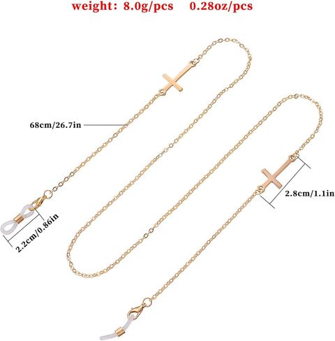 Kattepote 14K الذهب الصليب النظارات سلسلة المرأة النظارات الشمسية النظارات سلسلة الرقبة تعليق النظارات سلسلة خفيفة الوزن سلسلة النظارات للنساء الفتيات in Kuwait