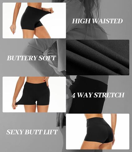 شورت ZOOSIXX للتمرين للنساء، شورت أسود للرقص عالي الخصر لليوجا in Kuwait