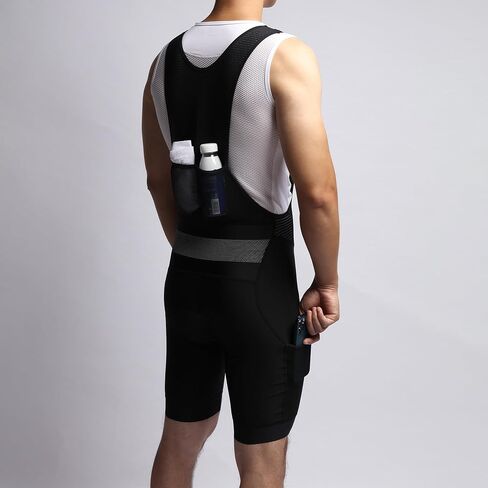 RISESBIK Men's Cycling Bib Shorts Cargo Bibs 4 Pockets Road Bike Bibs Shorts Bicycle Shorts Long Travel 3D Padded, UPF50+ in Kuwait