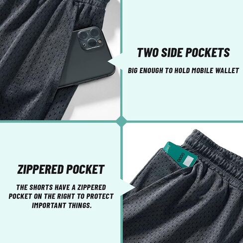 AIMPACT شورت رياضي رجالي قابل للتنفس بطبقة مزدوجة من القماش مقاس 6 بوصات ملابس رياضية لكرة السلة in Kuwait