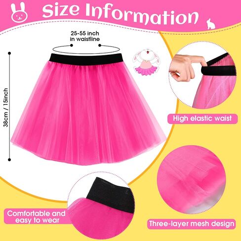 24 Pcs 80s Costume Accessories Set for Women Colorful Tutu Skirt Sweatband Headband Wristbands 3 Layered Tutu Dance Skirt in Saudi Arabia