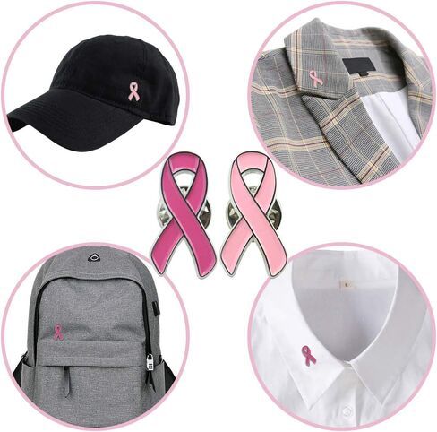 10 Pack Pink Ribbon Breast Cancer Awareness Lapel Pin Two Color Bundle (10 PACK) in Kuwait