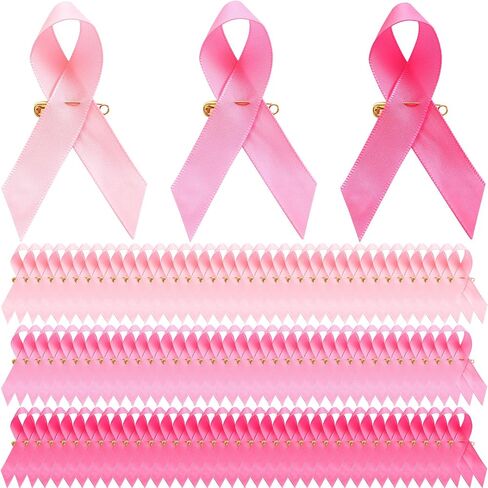 Yunlly 450 Pieces Pink Ribbons Satin Pins Breast Cancer Awareness Ribbon with Safety Pins for Women or Man Charity Public Social Event Public Supplies in Saudi Arabia