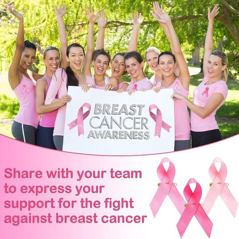 Yunlly 450 Pieces Pink Ribbons Satin Pins Breast Cancer Awareness Ribbon with Safety Pins for Women or Man Charity Public Social Event Public Supplies in Saudi Arabia