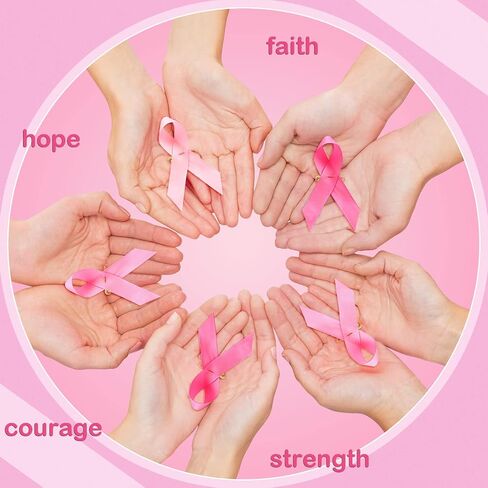 Yunlly 450 Pieces Pink Ribbons Satin Pins Breast Cancer Awareness Ribbon with Safety Pins for Women or Man Charity Public Social Event Public Supplies in Saudi Arabia