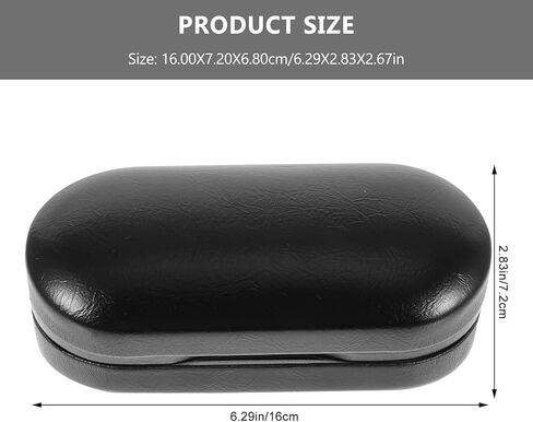 هيلفتي حافظة نظارات مزدوجة من جلد البولي يوريثين، صندوق منظم للنظارات، حافظة نظارات شمسية، حافظة نظارات مزدوجة الاستخدام، حافظة نظارات محمولة (اسود) in Kuwait