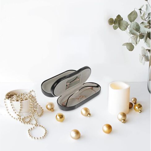 هيلفتي حافظة نظارات مزدوجة من جلد البولي يوريثين، صندوق منظم للنظارات، حافظة نظارات شمسية، حافظة نظارات مزدوجة الاستخدام، حافظة نظارات محمولة (اسود) in Kuwait