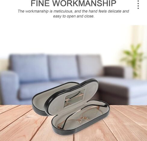 هيلفتي حافظة نظارات مزدوجة من جلد البولي يوريثين، صندوق منظم للنظارات، حافظة نظارات شمسية، حافظة نظارات مزدوجة الاستخدام، حافظة نظارات محمولة (اسود) in Kuwait