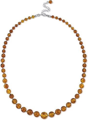 Peora Genuine Baltic Amber Graduated Strand Tennis Necklace for Women 925 Sterling Silver, Rich Cognac Color 5 to 12mm Beads, 19 inches length with 2.5-inch Extender in Saudi Arabia