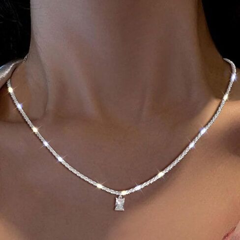 CAROVO Gold Necklace for Women,Dainty Gold Necklaces 14k Gold Plated Diamond Necklaces Cute CZ Solitaire Choker Necklaces for Women Simple Cubic Zirconia Pendant Necklace Trendy Jewelry Gifts in Kuwait