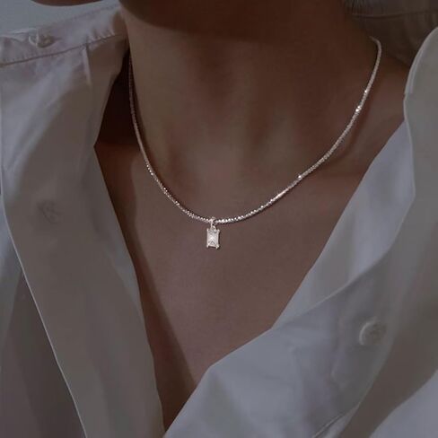 CAROVO Gold Necklace for Women,Dainty Gold Necklaces 14k Gold Plated Diamond Necklaces Cute CZ Solitaire Choker Necklaces for Women Simple Cubic Zirconia Pendant Necklace Trendy Jewelry Gifts in Kuwait