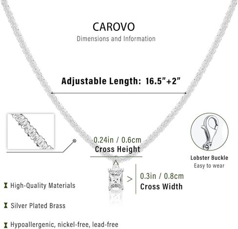 CAROVO Gold Necklace for Women,Dainty Gold Necklaces 14k Gold Plated Diamond Necklaces Cute CZ Solitaire Choker Necklaces for Women Simple Cubic Zirconia Pendant Necklace Trendy Jewelry Gifts in Kuwait
