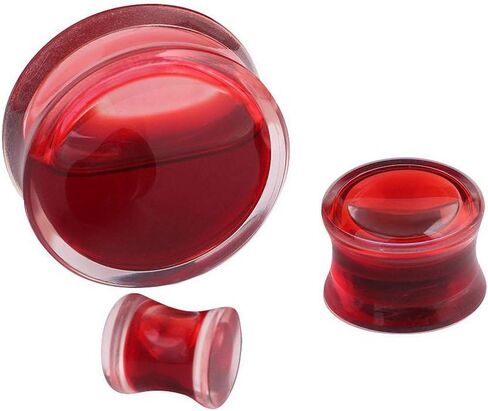 IPINK -2 قطعة من سدادات الأذن الحمراء السائلة من الأكريليك باللون الأحمر ومزدوجة مضيئة قياس الأنفاق 0 جرام-5/8 in Kuwait