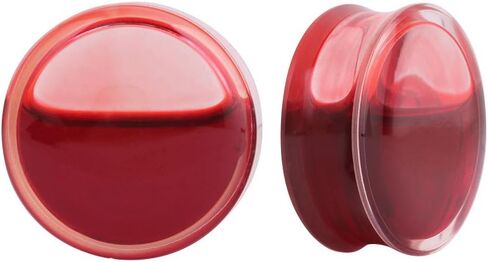 IPINK -2 قطعة من سدادات الأذن الحمراء السائلة من الأكريليك باللون الأحمر ومزدوجة مضيئة قياس الأنفاق 0 جرام-5/8 in Kuwait
