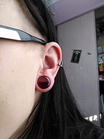 IPINK -2 قطعة من سدادات الأذن الحمراء السائلة من الأكريليك باللون الأحمر ومزدوجة مضيئة قياس الأنفاق 0 جرام-5/8 in Kuwait