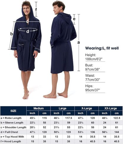 SIORO Men's Cotton Robe Lightweight, Soft Kimono Knee Length Bathrobes for Spa and House, M-XXL in Saudi Arabia
