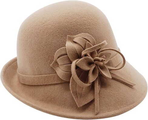 Bellady Women's Elegant Flower Wool Cloche Bucket Bowler Hat in Kuwait