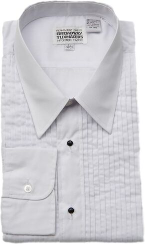 Broadway Tuxmakers Men's Tuxedo Shirt Poly/Cotton Laydown Collar 1/8 Inch Pleat (Large 36/37) White in Kuwait