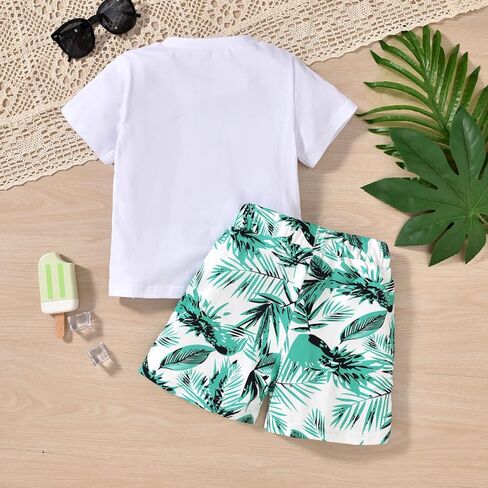 fioukiay Toddler Boy Summer Clothes Outfits Little Kids Short Sleeve Funny Letter Print T-Shirt Camo Shorts Clothing Set in Saudi Arabia