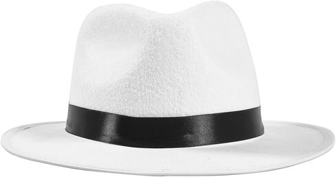 Funny Party Hats Black Fedora Hats for Men - Gangster Party Hats- Classic Mobster Mens Gangster Costume Accessory - 2 Pack Black & White in Saudi Arabia