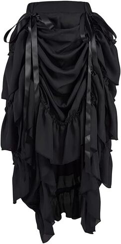 Cacycasa Womens Steampunk Victorian Cosplay Costume High-Low Show Skirt in Kuwait