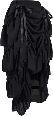 Cacycasa Womens Steampunk Victorian Cosplay Costume High-Low Show Skirt in Kuwait