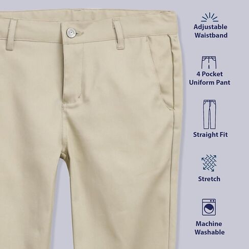 Educated Uniforms Girls 2-20 Flat Front Adjustable Waist Straight School Pant in Saudi Arabia