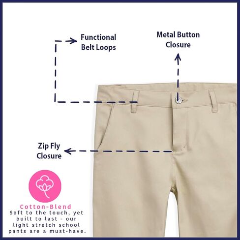 Educated Uniforms Girls 2-20 Flat Front Adjustable Waist Straight School Pant in Saudi Arabia