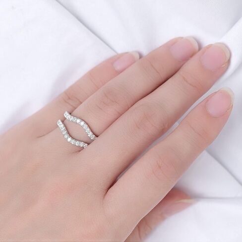 DovEggs 14K الذهب جودة الفضة المويسانتي خواتم الخطبة للنساء مركز 3ct 7X9mm G-H-I اللون مشع قطع المويسانتي المخفية هالة خاتم الخطوبة المنحني محسن الحرس خاتم الزفاف in Kuwait