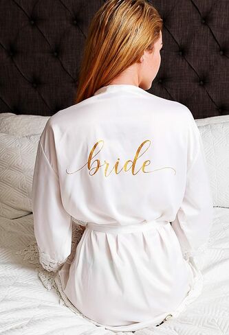 Heather & Willow Bridesmaids Robe | Satin Bridal Robe, Wedding Day Bride Robe | Bachelorette Party & Bridesmaid Proposal in Kuwait