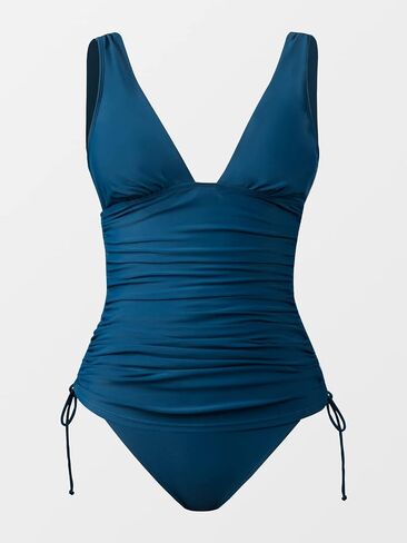 CUPSHE Women Tankini Set Two Piece Swimsuit V Neck Drawstring Sides Ruched Wide Straps in Saudi Arabia