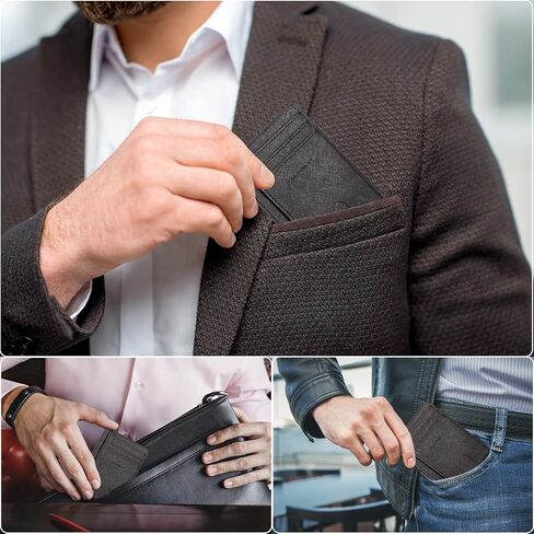TOURSUIT Travel Minimalist Slim Front Pocket Wallet for Men Women, RFID Blocking Credit Card Holder Case (Rose Red) in Kuwait
