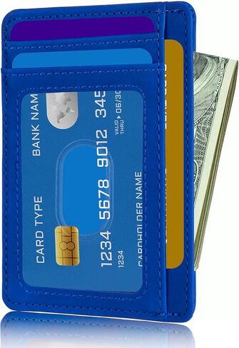 محفظة جيب أمامي رفيعة للسفر من TOURSUIT للرجال والنساء، حافظة حامل بطاقات الائتمان RFID (أحمر وردي) in Kuwait