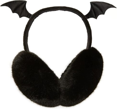 Lenwuynyo Little Devil Bat Earmuffs Cute Creative Warm Ear Warmer Furry Winter Outdoor EarMuffs Foldable Ear Warmer Halloween Dress Up in Saudi Arabia