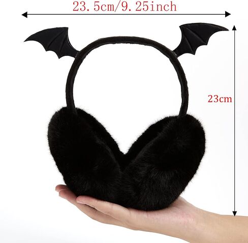 Lenwuynyo Little Devil Bat Earmuffs Cute Creative Warm Ear Warmer Furry Winter Outdoor EarMuffs Foldable Ear Warmer Halloween Dress Up in Saudi Arabia
